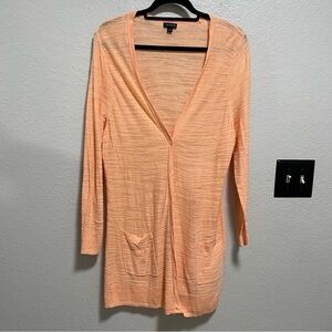 Torrid Peach Open Front Button Enclosure Maxi Cardigan Size 1